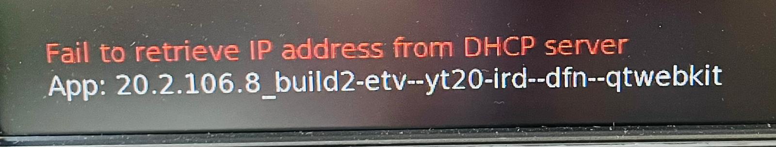 Screenshot van de foutmelding die verscheen toen internet en televisie uitvielen op 8 februari 2026.